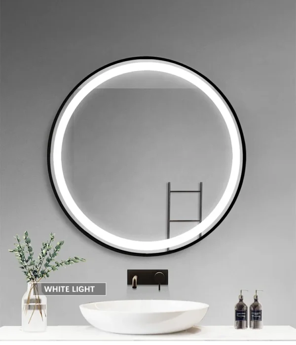 Ѕидно ЛЕД Огледало - Round LED Frame Mirror Matt Black ENZO