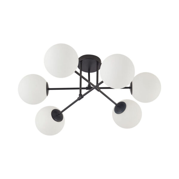 Тавански Црн Лустер Со 6 Опал Топки - BLC Ceiling Light BV01-00113